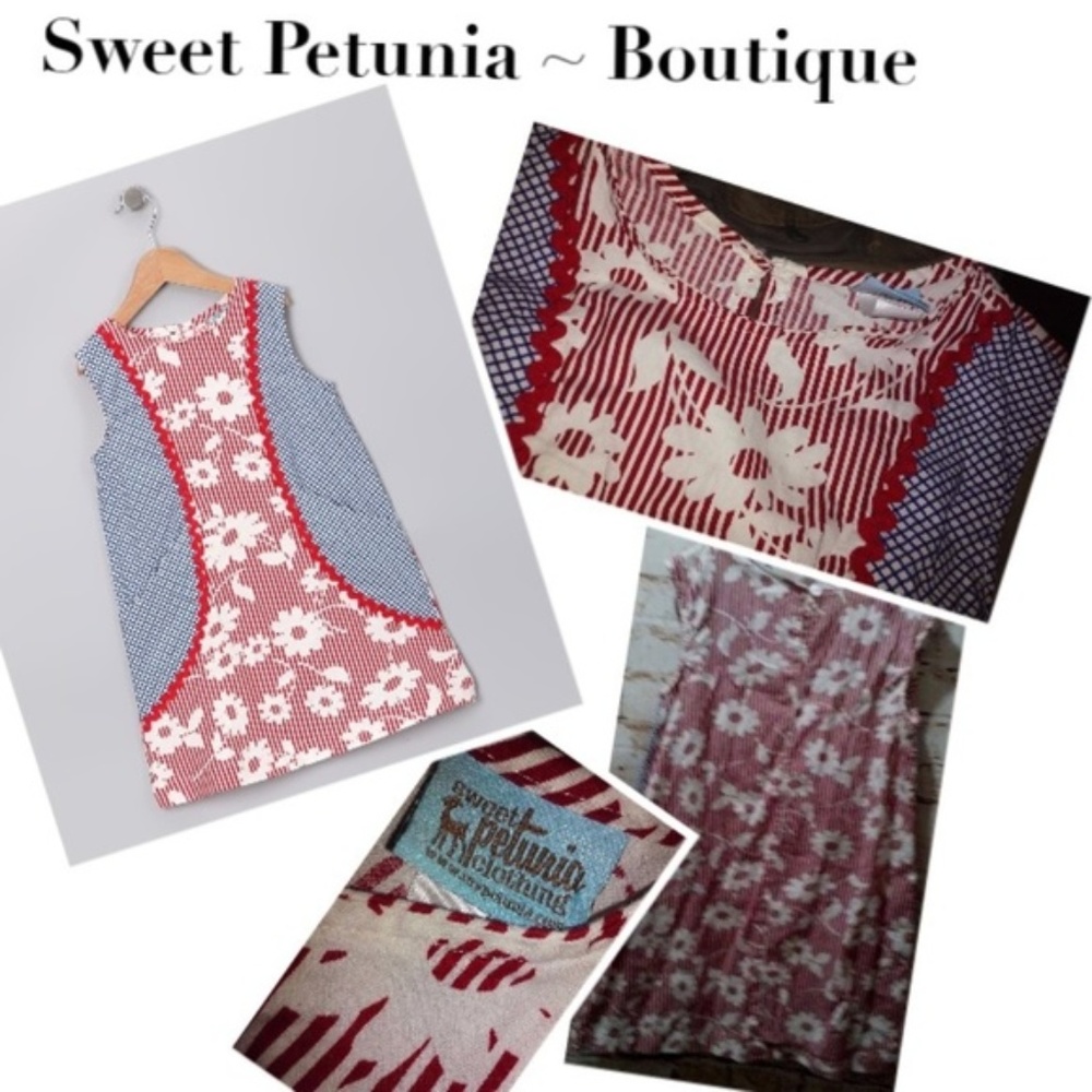 SWEET PETUNIA Red & Blue Flower DRESS